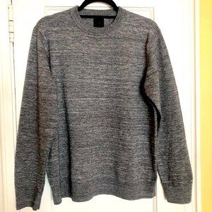 Gray Long-Sleeved 100% Cotton Crew Neck Sweater (XL)